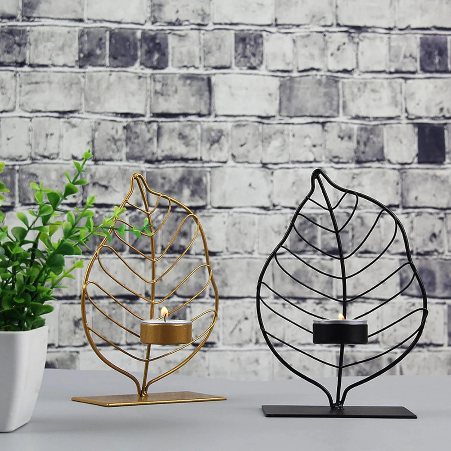 Leaf-Shaped Metal Candle Holder - Image 11